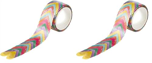 folia 26503 - Washi Sticker, Herzen bunt, vorgestanzte Formen aus Reispapier, 200 Stück auf Rolle - ideal zum Verzieren und Dekorieren (Packung mit 2) von folia