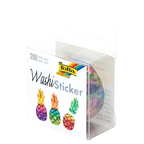 folia 26505 - Washi Sticker, Ananas, vorgestanzte Formen aus Reispapier, 200 Stück auf Rolle - ideal zum Verzieren und Dekorieren folia 26505 - Washi Sticker, Ananas, vorgestanzte Formen aus Reispapier, 200 Stück auf Rolle - ideal zum Verzieren und Dekorieren von folia