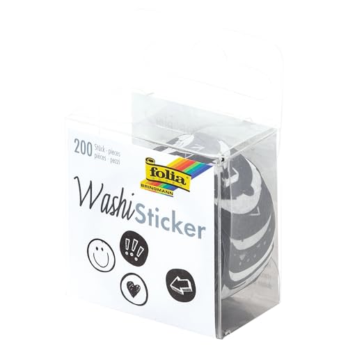 folia 26507 - Washi Sticker, Doodle, vorgestanzte Formen aus Reispapier, 200 Stück auf Rolle - ideal zum Verzieren und Dekorieren folia 26507 - Washi Sticker, Doodle, vorgestanzte Formen aus Reispapier, 200 Stück auf Rolle - ideal zum Verzieren und Dekorieren von folia