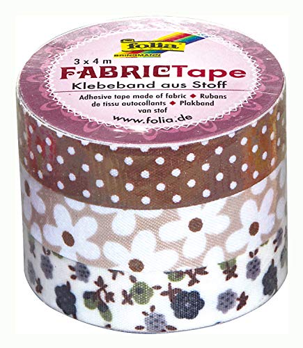 folia 27306 - Fabric Tape, Klebeband aus Stoff Brauntöne, 3er Set - ideal zum Verzieren und Dekorieren von folia