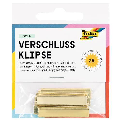 folia 289 - Verschlussklipse gold, ca. 3 cm, 25 Stück - zum Verschließen von Keksbeuteln oder Zellglasbeuteln folia 289 - Verschlussklipse gold, ca. 3 cm, 25 Stück - zum Verschließen von Keksbeuteln oder Zellglasbeuteln von folia