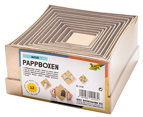 folia 3110 - Pappboxen im Natur Design, 12 Stück, in verschiedenen Größen, schöne Geschenkverpackung zum individuellen Dekorieren und Gestalten, ideal für jeden Anlass folia 3110 - Pappboxen im Natur Design, 12 Stück, in verschiedenen Größen, schöne Geschenkverpackung zum individuellen Dekorieren und Gestalten, ideal für jeden Anlass von folia