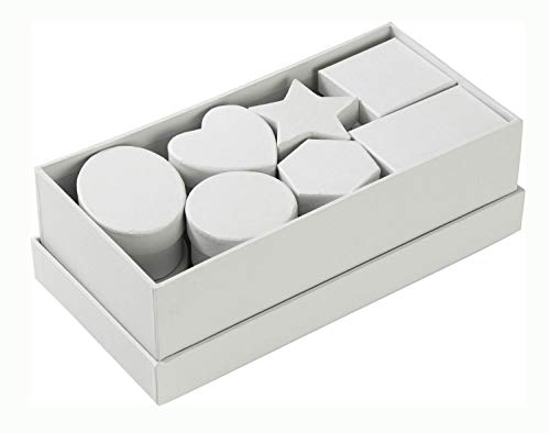 folia 31500 - Pappschachtel Set, weiß, 15 teilig, sortiert in verschiedenen Formen und Größen - ideal zum Verzieren und Verschenken von folia