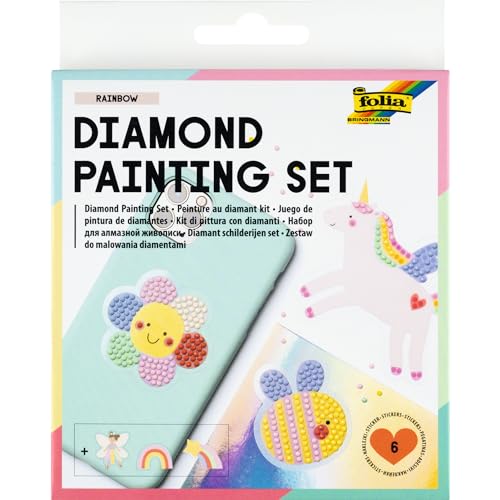 folia 31802 - Diamond Painting Set RAINBOW, Sticker mit Regenbogen-Motiven und Zubehör, Bastelset zum Gestalten von Aufklebern mit Glitzersteinchen folia 31802 - Diamond Painting Set RAINBOW, Sticker mit Regenbogen-Motiven und Zubehör, Bastelset zum Gestalten von Aufklebern mit Glitzersteinchen von folia
