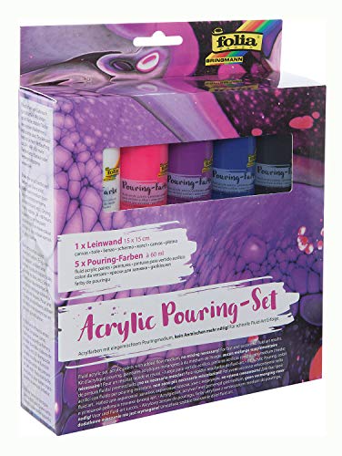 folia 351119 - Acrylic Pouring Set I Intensiv, mit 5 Pouring Farben á 60 ml und 1 Leinwand ca. 15 x 15 cm, Acrylfarben mit eingemischtem Pouringmedium folia 351119 - Acrylic Pouring Set I Intensiv, mit 5 Pouring Farben á 60 ml und 1 Leinwand ca. 15 x 15 cm, Acrylfarben mit eingemischtem Pouringmedium von folia