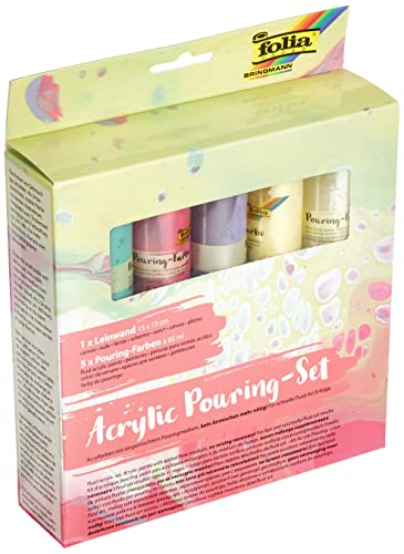folia 351129 - Acrylic Pouring Set II Pastell, mit 5 Pouring Farben á 60 ml und 1 Leinwand ca. 15 x 15 cm, Acrylfarben mit eingemischtem Pouringmedium folia 351129 - Acrylic Pouring Set II Pastell, mit 5 Pouring Farben á 60 ml und 1 Leinwand ca. 15 x 15 cm, Acrylfarben mit eingemischtem Pouringmedium von folia