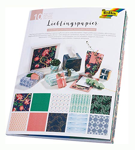 folia 37001 - Lieblingspapier Ganzjahr, einseitig bedrucktes Motivpapier, ca. 50 x 70 cm, 80 g/qm, Blatt in 10 verschiedenen Motiven sortiert - Ideal zum Verpacken, Verschenken und Basteln von folia