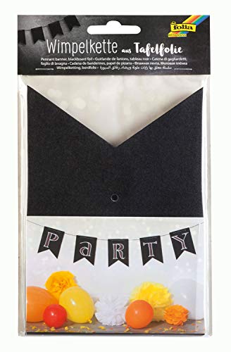 folia 3974 - Wimpelkette aus Tafelfolie, 14 Wimpel, ca. 3,5 m lang, für Hochzeiten, Geburtstage, Partys von folia