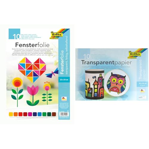 folia 455409 - Fensterfolie & 888 - Transparentpapier im Heft, Drachenpapier, ca. 20 x 30 cm, 10 Blatt Sortiert in 10 Farben, 42 g/qm, durchschimmernd, zum Basteln von Windlichtern, Laternen folia 455409 - Fensterfolie & 888 - Transparentpapier im Heft, Drachenpapier, ca. 20 x 30 cm, 10 Blatt Sortiert in 10 Farben, 42 g/qm, durchschimmernd, zum Basteln von Windlichtern, Laternen von folia