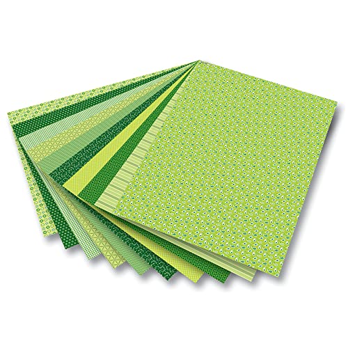 folia 46509 Motivkarton 270g/m² Motivkarton Basics, 270 g/m², 50 x 70 cm, 10 Motive, grün (10er Pack) von folia