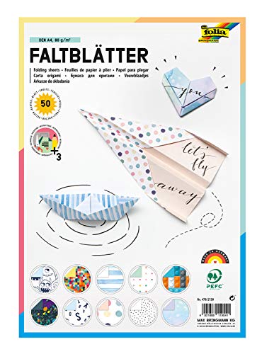 folia 470/2130 - Faltblätter mit Motivdruck, DIN A4, 80 g/qm, 50 Blatt, in 10 verschiedenen Motiven, inklusive Bastelanleitung folia 470/2130 - Faltblätter mit Motivdruck, DIN A4, 80 g/qm, 50 Blatt, in 10 verschiedenen Motiven, inklusive Bastelanleitung von folia