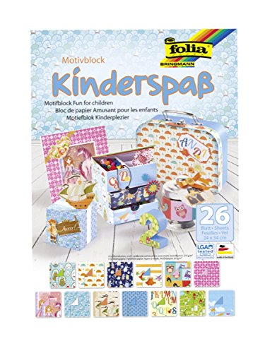 folia 47649 - Motivblock Kinderspaß, 24 x 34 cm, 26 Blatt sortiert, 13 x Motivkarton 270 g/qm und 13 x Motivpapier 80 g/qm, für vielfältige Bastelarbeiten folia 47649 - Motivblock Kinderspaß, 24 x 34 cm, 26 Blatt sortiert, 13 x Motivkarton 270 g/qm und 13 x Motivpapier 80 g/qm, für vielfältige Bastelarbeiten von folia