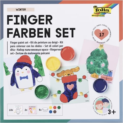 folia 48212 - Fingerfarben Set WINTER, Kreativset mit 5 x 30 ml leuchtender Fingerfarbe, 10 Malvorlagen mit winterlichen Motiven und 2 Mischvorlagen, inkl. Anleitung folia 48212 - Fingerfarben Set WINTER, Kreativset mit 5 x 30 ml leuchtender Fingerfarbe, 10 Malvorlagen mit winterlichen Motiven und 2 Mischvorlagen, inkl. Anleitung von folia