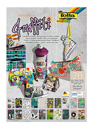 folia 48349 - Motivblock Grafitti, 270 g/qm, ca. 24 x 34 cm, 20 Blatt sortiert in verschiedenen Motiven - zum Basteln und kreativen Gestalten von Karten, Fensterbildern und für Scrapbooking folia 48349 - Motivblock Grafitti, 270 g/qm, ca. 24 x 34 cm, 20 Blatt sortiert in verschiedenen Motiven - zum Basteln und kreativen Gestalten von Karten, Fensterbildern und für Scrapbooking von folia
