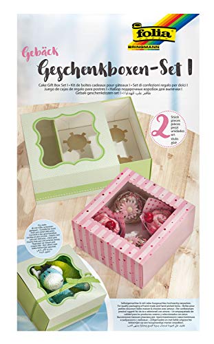 folia 48401 - Gebäck - Geschenkschachtel - Set I für 2 Boxen, lebensmittelechte Pappboxen je 20 x 20 x 10 cm, mit Sichtfenster und Einlage, ideal zum Verschenken von Muffins und Cupcakes folia 48401 - Gebäck - Geschenkschachtel - Set I für 2 Boxen, lebensmittelechte Pappboxen je 20 x 20 x 10 cm, mit Sichtfenster und Einlage, ideal zum Verschenken von Muffins und Cupcakes von folia