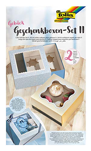 folia 48402 - Gebäck - Geschenkschachtel - Set II für 2 Boxen, lebensmittelechte Pappboxen je 20 x 20 x 10 cm, mit Sichtfenster und Einlage, ideal zum Verschenken von Muffins und Cupcakes folia 48402 - Gebäck - Geschenkschachtel - Set II für 2 Boxen, lebensmittelechte Pappboxen je 20 x 20 x 10 cm, mit Sichtfenster und Einlage, ideal zum Verschenken von Muffins und Cupcakes von folia