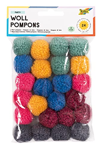 folia 50241 - Woll Pompons, Party, 24 Stück, sortiert in 6 Farben, ca. 3 cm Durchmesser, ideal für farbenfrohe Bastelarbeiten folia 50241 - Woll Pompons, Party, 24 Stück, sortiert in 6 Farben, ca. 3 cm Durchmesser, ideal für farbenfrohe Bastelarbeiten von folia
