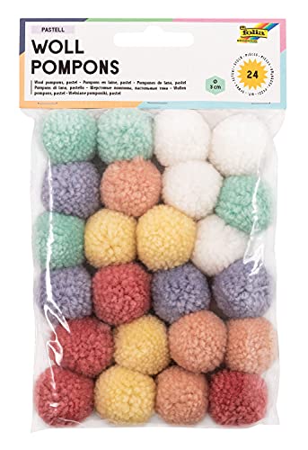 folia 50242 - Woll Pompons, Pastell, 24 Stück, sortiert in 6 Farben, ca. 3 cm Durchmesser, ideal für farbenfrohe Bastelarbeiten folia 50242 - Woll Pompons, Pastell, 24 Stück, sortiert in 6 Farben, ca. 3 cm Durchmesser, ideal für farbenfrohe Bastelarbeiten von folia