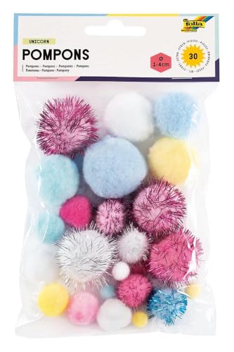 folia 50312 - Pompons "Unicorn", 30 flauschige Bällchen sortiert in verschiedenen Größen und Farben, ideal für farbenfrohe Bastelarbeiten folia 50312 - Pompons "Unicorn", 30 flauschige Bällchen sortiert in verschiedenen Größen und Farben, ideal für farbenfrohe Bastelarbeiten von folia