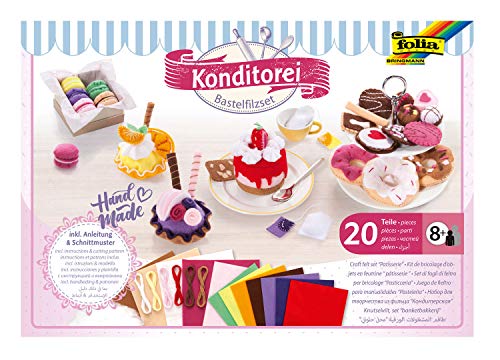folia 51029 - Bastelfilzset Konditorei 20 teilig, umfangreiches Bastelset zum Gestalten von Kaufladen Produkten aus Filz, inklusive Anleitung und Schnittmuster folia 51029 - Bastelfilzset Konditorei 20 teilig, umfangreiches Bastelset zum Gestalten von Kaufladen Produkten aus Filz, inklusive Anleitung und Schnittmuster von folia