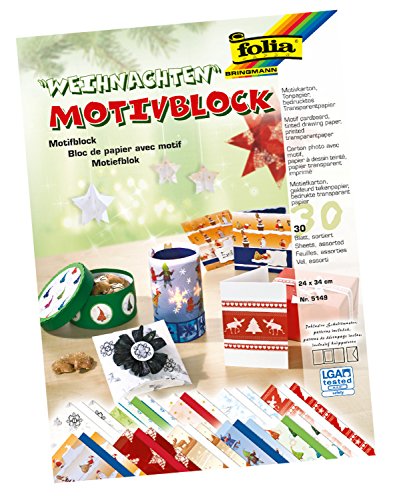 folia 5149 - Motivblock Weihnachten II, 24 x 34 cm, 30 Blatt, sortiert, 10 x Motivkarton, 10 x bedrucktes Transparentpapier, 10 x Tonpapier, für vielfältige Bastelarbeiten folia 5149 - Motivblock Weihnachten II, 24 x 34 cm, 30 Blatt, sortiert, 10 x Motivkarton, 10 x bedrucktes Transparentpapier, 10 x Tonpapier, für vielfältige Bastelarbeiten von folia