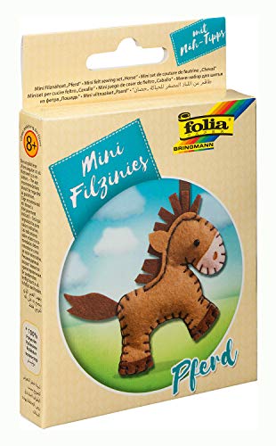 folia 52905 - Filz Nähset für Kinder-Mini Filzinie, Anhänger Pferd, 11 teilig - Filznähset zur Herstellung eines selbstgenähten Anhängers von folia