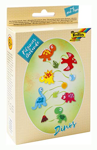 folia 52932 - Mini Filz Nähset für Kinder-Filzinies Girlande, Dinos - Filznähset zur Herstellung einer selbstgenähten Girlande folia 52932 - Mini Filz Nähset für Kinder-Filzinies Girlande, Dinos - Filznähset zur Herstellung einer selbstgenähten Girlande von folia