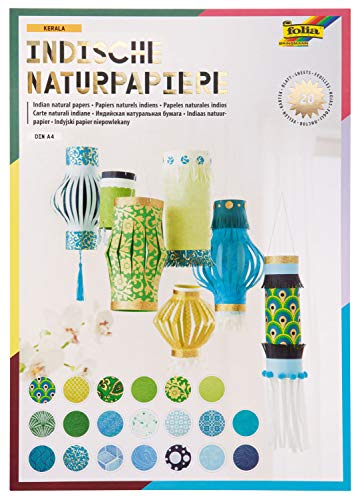 folia 550401 - Kreativblock Colours of India "Kerala", handgemachtes Papier, 20 Blatt sortiert in verschiedenen Farben und Motiven, DIN A4 - ideal für Grußkarten, Scrapbooking und edle Bastelarbeiten folia 550401 - Kreativblock Colours of India "Kerala", handgemachtes Papier, 20 Blatt sortiert in verschiedenen Farben und Motiven, DIN A4 - ideal für Grußkarten, Scrapbooking und edle Bastelarbeiten von folia