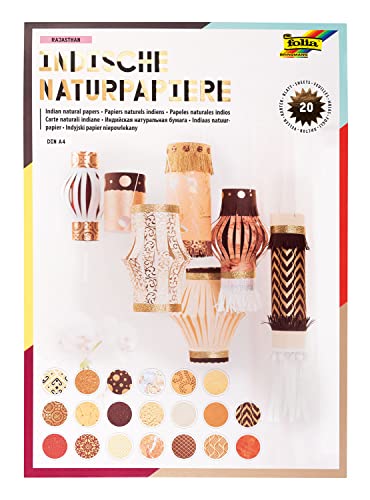 folia 550404 - Kreativblock Indische Naturpapiere "Rajasthan", handgemachtes Papier, 20 Blatt sortiert in verschiedenen Farben/Motiven, DIN A4, für Grußkarten, Scrapbooking und edle Bastelarbeiten folia 550404 - Kreativblock Indische Naturpapiere "Rajasthan", handgemachtes Papier, 20 Blatt sortiert in verschiedenen Farben/Motiven, DIN A4, für Grußkarten, Scrapbooking und edle Bastelarbeiten von folia