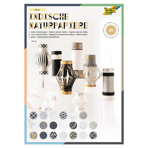 folia 550405 - Kreativblock Colours of India "Delhi", handgemachtes Papier, 20 Blatt sortiert in verschiedenen Farben und Motiven, DIN A4 - ideal für Grußkarten, Scrapbooking und edle Bastelarbeiten folia 550405 - Kreativblock Colours of India "Delhi", handgemachtes Papier, 20 Blatt sortiert in verschiedenen Farben und Motiven, DIN A4 - ideal für Grußkarten, Scrapbooking und edle Bastelarbeiten von folia