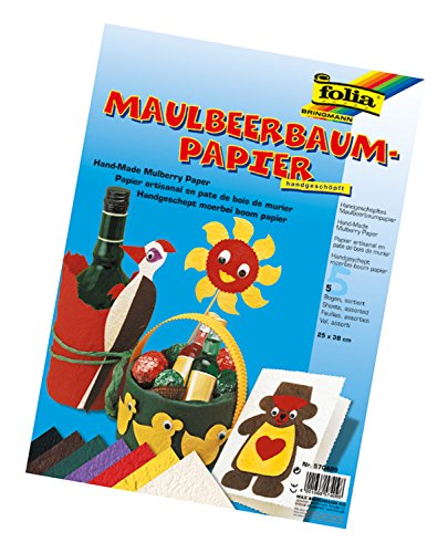 folia 570409 - Maulbeerbaumpapier, handgeschöpft, 100 g/qm, ca. 25 x 38 cm, 5 Bogen sortiert in 5 Farben folia 570409 - Maulbeerbaumpapier, handgeschöpft, 100 g/qm, ca. 25 x 38 cm, 5 Bogen sortiert in 5 Farben von folia