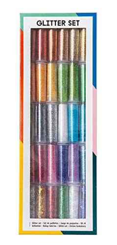 folia 578 - Glitter Set, 30 Dosen á 3 g Glitterpulver, sortiert, zum Streuen - ideal zum Verzieren Ihrer Bastelarbeiten, Grußkarten, Scrapbooking, und vielem mehr von folia