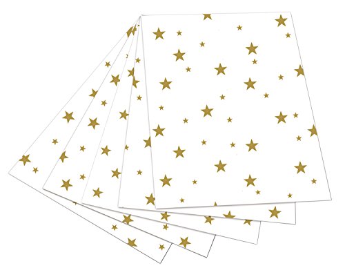 folia 5800 - Fotokarton weiß mit goldenen Sternen, 50 x 70 cm, 10 Bogen, beidseitig bedruckt - zum Basteln und kreativen Gestalten von Karten, Fensterbildern und für Scrapbooking von folia