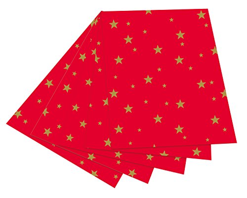 folia 5820 - Fotokarton rot mit goldenen Sternen, 50 x 70 cm, 10 Bogen, beidseitig bedruckt - zum Basteln und kreativen Gestalten von Karten, Fensterbildern und für Scrapbooking von folia