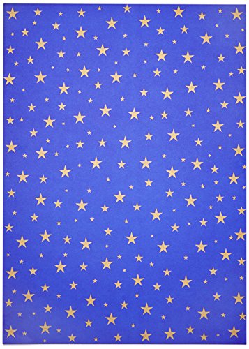 folia 5834 - Fotokarton blau mit goldenen Sternen, 50 x 70 cm, 10 Bogen, beidseitig bedruckt - zum Basteln und kreativen Gestalten von Karten, Fensterbildern und für Scrapbooking von folia