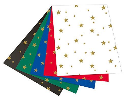 folia 5899 - Fotokarton mit Sternen farbig sortiert, 50 x 70 cm, 10 Blatt, beidseitig bedruckt - zum Basteln und kreativen Gestalten von Karten, Fensterbildern und für Scrapbooking von folia