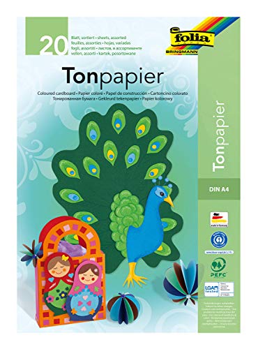 folia 600 - Block mit Tonpapier, 130 g/m², DIN A4, 20 Blatt, sortiert in 10 Farben, ideale Grundlage für vielfältige Bastelarbeiten wie Fensterbilder, Scrapbooking, Kartengestaltung folia 600 - Block mit Tonpapier, 130 g/m², DIN A4, 20 Blatt, sortiert in 10 Farben, ideale Grundlage für vielfältige Bastelarbeiten wie Fensterbilder, Scrapbooking, Kartengestaltung von folia