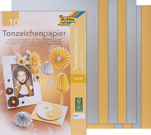 folia 601 - Block mit Tonzeichenpapier in gold / silber, 10 Blatt, 130 g/qm, DIN A4, ideale Grundlage für vielfältige Bastelarbeiten wie Fensterbilder, Scrapbooking, Kartengestaltung folia 601 - Block mit Tonzeichenpapier in gold / silber, 10 Blatt, 130 g/qm, DIN A4, ideale Grundlage für vielfältige Bastelarbeiten wie Fensterbilder, Scrapbooking, Kartengestaltung von folia
