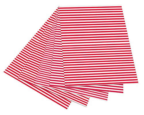 folia 6020 - Fotokarton mit Streifen rot - weiß, 50 x 70 cm, 10 Bogen, beidseitig bedruckt - zum Basteln und kreativen Gestalten von Karten, Fensterbildern und für Scrapbooking von folia