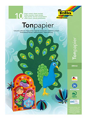 folia 603 - Block mit Tonpapier, 130 g/m², DIN A3, 10 Blatt, sortiert in 10 Farben, ideale Grundlage für vielfältige Bastelarbeiten wie Fensterbilder, Scrapbooking, Kartengestaltung folia 603 - Block mit Tonpapier, 130 g/m², DIN A3, 10 Blatt, sortiert in 10 Farben, ideale Grundlage für vielfältige Bastelarbeiten wie Fensterbilder, Scrapbooking, Kartengestaltung von folia