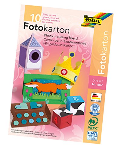 folia 607 - Block mit farbig sortiertem Fotokarton, DIN A3, 10 Blatt, 300 g/qm, ideale Grundlage für vielfältige Bastelarbeiten wie Fensterbilder, Scrapbooking, Kartengestaltung folia 607 - Block mit farbig sortiertem Fotokarton, DIN A3, 10 Blatt, 300 g/qm, ideale Grundlage für vielfältige Bastelarbeiten wie Fensterbilder, Scrapbooking, Kartengestaltung von folia