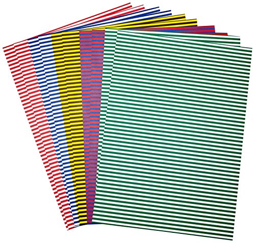 folia 6099 - Fotokarton mit Streifen farbig sortiert, 50 x 70 cm, 10 Bogen, beidseitig bedruckt - zum Basteln und kreativen Gestalten von Karten, Fensterbildern und für Scrapbooking von folia