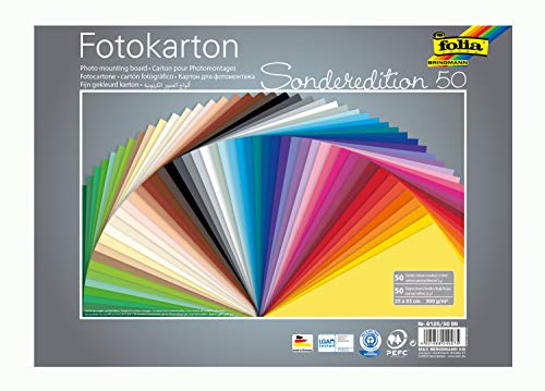folia 6125/50 99 - Fotokarton Mix 25 x 35 cm, 300 g/qm, 50 Blatt sortiert in 50 Farben - ideale Grundlage für zahlreiche Bastelideen folia 6125/50 99 - Fotokarton Mix 25 x 35 cm, 300 g/qm, 50 Blatt sortiert in 50 Farben - ideale Grundlage für zahlreiche Bastelideen von folia