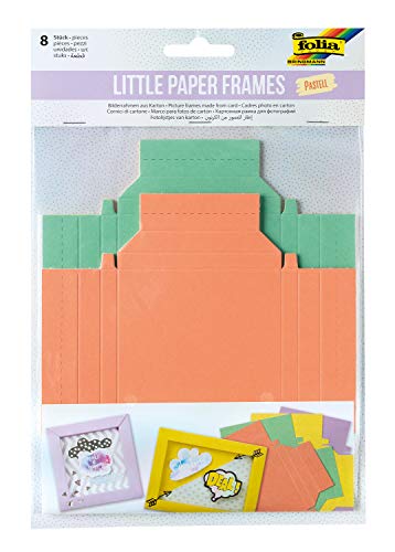 folia 61602 - Little Paper Frames Pastell, Bilderrahmen aus Fotokarton zum Zusammenkleben, 8 Stück sortiert in 2 Größen und 4 Farben von folia