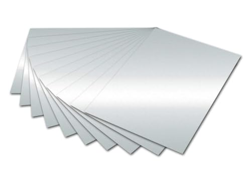 folia 6161 - Fotokarton Silber glänzend, 50 x 70 cm, 300 g/qm, 10 Bogen - zum Basteln und kreativen Gestalten von Karten, Fensterbildern und für Scrapbooking von folia