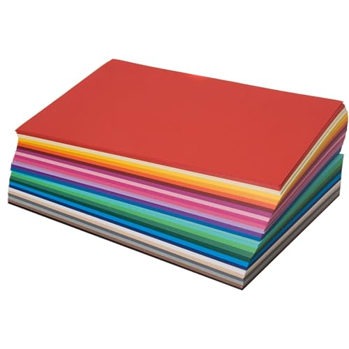 folia 64/500 09 - Tonpapier Mix, DIN A4, 130 g/m², 500 Blatt sortiert in 25 Farben, zum Basteln und kreativen Gestalten von Karten, Fensterbildern und für Scrapbooking von folia