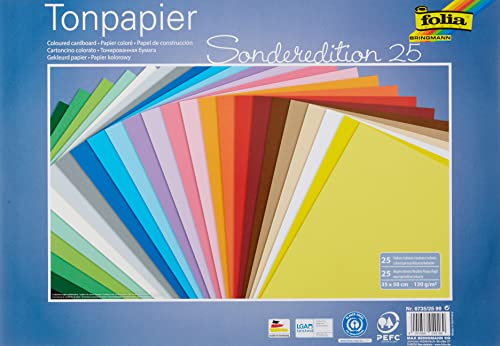 folia 6735/25 99 - Tonpapier Mix, ca. 35 x 50 cm, 130 g/m², 25 Blatt sortiert in 25 Farben, zum Basteln und kreativen Gestalten von Karten, Fensterbildern und für Scrapbooking folia 6735/25 99 - Tonpapier Mix, ca. 35 x 50 cm, 130 g/m², 25 Blatt sortiert in 25 Farben, zum Basteln und kreativen Gestalten von Karten, Fensterbildern und für Scrapbooking von folia