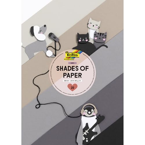 folia 680 - Shades of Paper GREY, DIN A4, Block mit 130 g/m² Tonpapier und 300 g/m² Fotokarton, 20 Blatt in 6 Farben, zum Basteln, Verzieren und Dekorieren folia 680 - Shades of Paper GREY, DIN A4, Block mit 130 g/m² Tonpapier und 300 g/m² Fotokarton, 20 Blatt in 6 Farben, zum Basteln, Verzieren und Dekorieren von folia