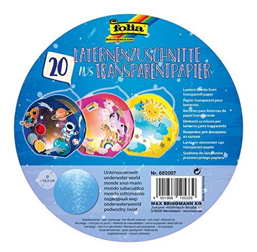 folia 682007 - Laternenzuschnitte Unterwasserwelt, aus Transparentpapier 115g/m² für Rundlaternenrohlinge, Ø 16,8 cm, 20 Stück, zum Basteln von individuellen Laternen folia 682007 - Laternenzuschnitte Unterwasserwelt, aus Transparentpapier 115g/m² für Rundlaternenrohlinge, Ø 16,8 cm, 20 Stück, zum Basteln von individuellen Laternen von folia