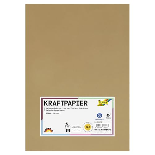 folia 691/4/98 - Kraftpapier natur, 120 g/m², DIN A4, 100 Blatt, zum individuellen Basteln und Gestalten von Grußkarten, Einladungen, Tischkarten, uvm. folia 691/4/98 - Kraftpapier natur, 120 g/m², DIN A4, 100 Blatt, zum individuellen Basteln und Gestalten von Grußkarten, Einladungen, Tischkarten, uvm. von folia